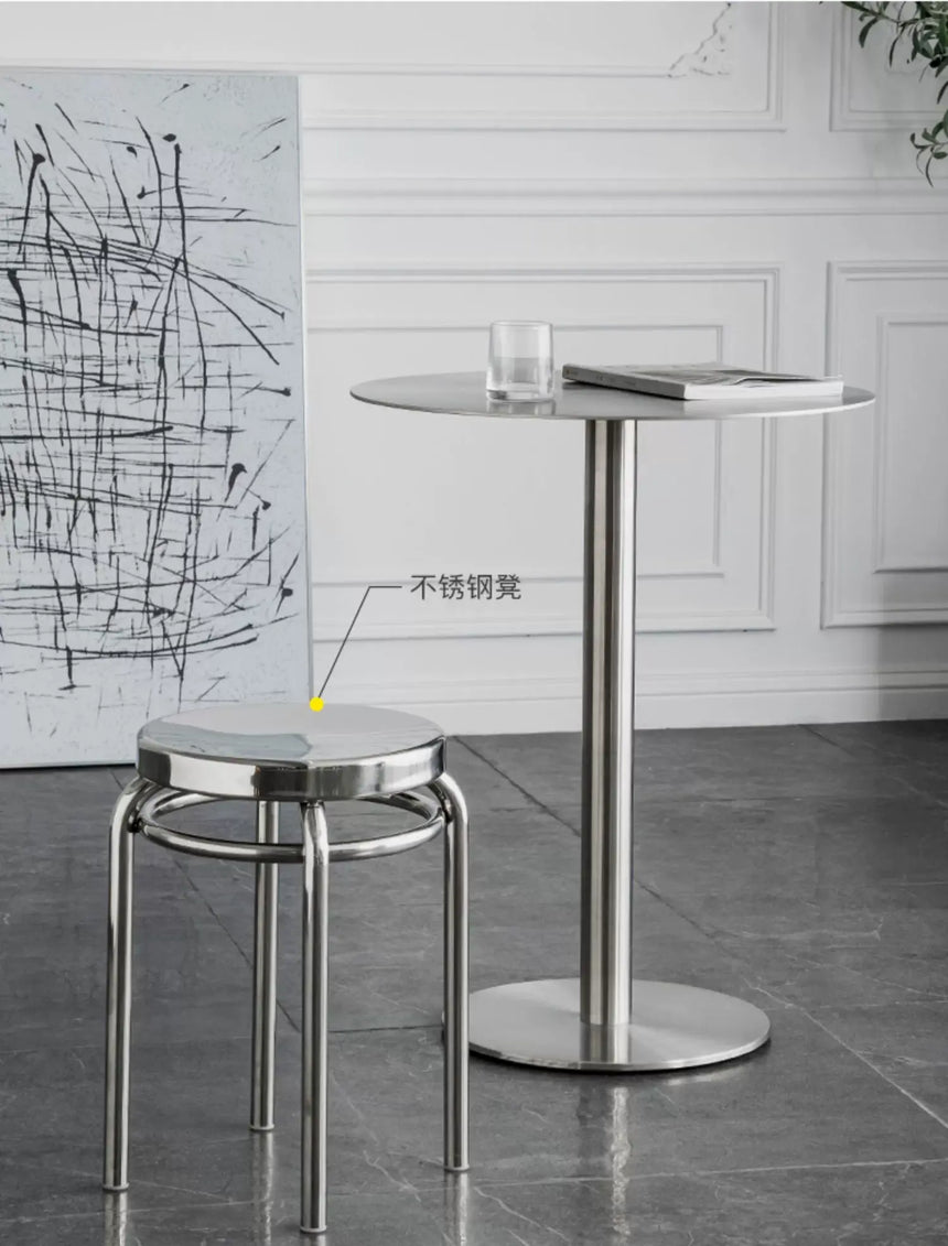 ABOUT WHITE Santiago Sleek Stainless Steel Round Dining Table from ABOUT WHITE