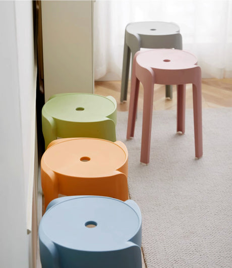 A&D Leonardo Stackable Thick Circular Modern Plastic Stool from A&D