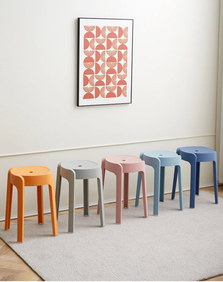 A&D Leonardo Stackable Thick Circular Modern Plastic Stool from A&D