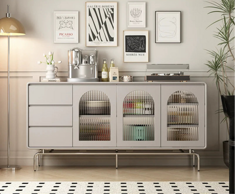 LINYUE Calla French Retro Stainless Steel Dining Sideboard from LINYUE