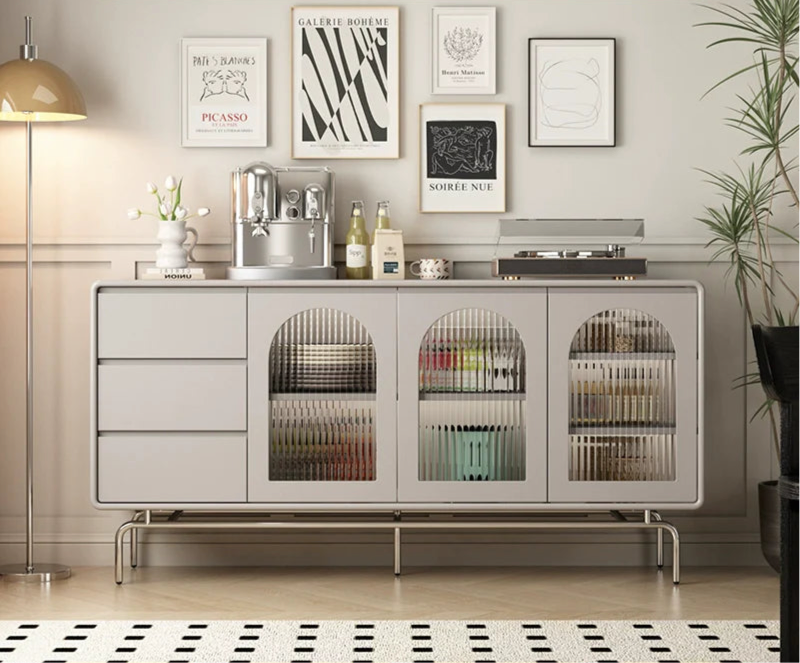 LINYUE Calla French Retro Stainless Steel Dining Sideboard from LINYUE