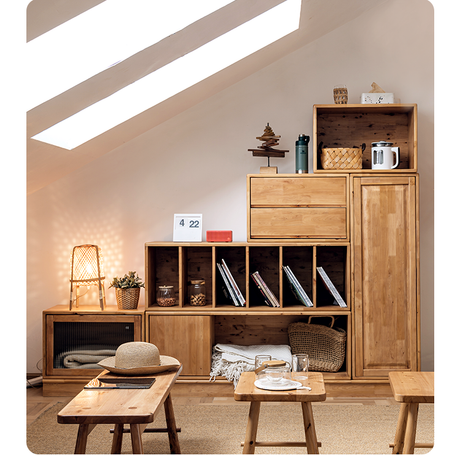 BAIYA SHUNAN Akira Elegant Natural Wood Storage Bookshelf from BAIYA SHUNAN