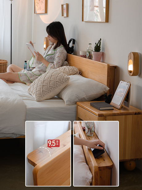 BAIYA SHUNAN Akira Elegant Pinewood Double Bed from BAIYA SHUNAN