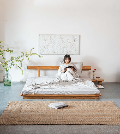 BAIYA SHUNAN Haru Elegant Japanese Cypress Double Bed from BAIYA SHUNAN