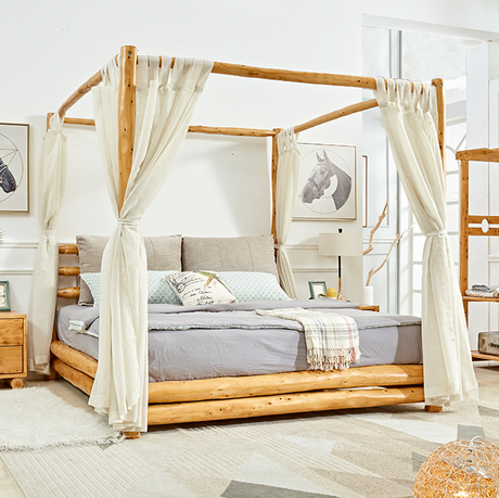 BAIYA SHUNAN Isabeau Elegant Solid Wood 4-Poster Bed from BAIYA SHUNAN