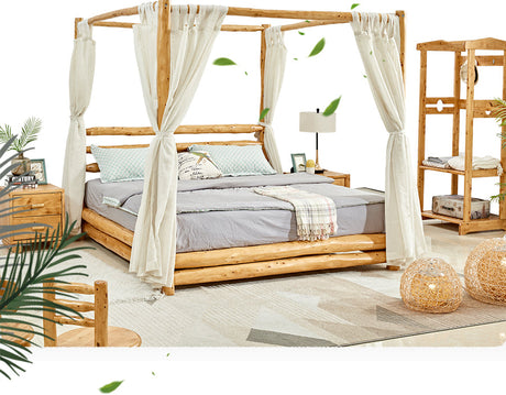 BAIYA SHUNAN Isabeau Elegant Solid Wood 4-Poster Bed from BAIYA SHUNAN