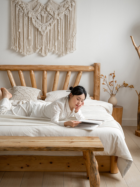 BAIYA SHUNAN Isadora Eco-Friendly Solid Wood Double Bed from BAIYA SHUNAN