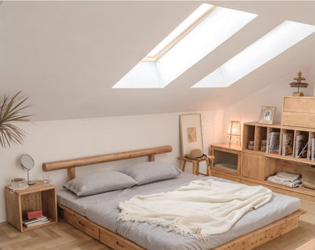BAIYA SHUNAN Takashi Minimalist Solid Wood Double Bed from BAIYA SHUNAN