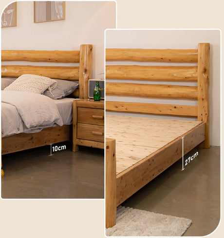 BAIYA SHUNAN Yumiko Elegant Cypress Eco-Friendly Double Bed from BAIYA SHUNAN