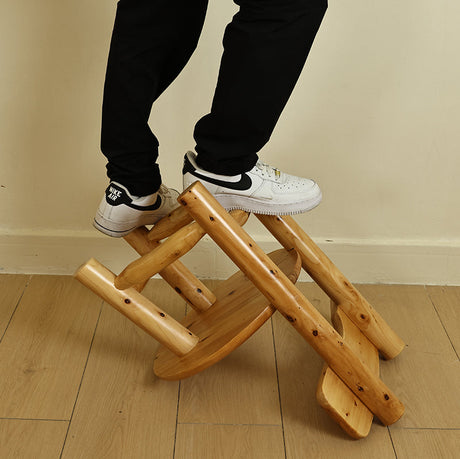 BAIYA SHUNAN Zoltar Rustic Cypress Wood Dining Stool from BAIYA SHUNAN