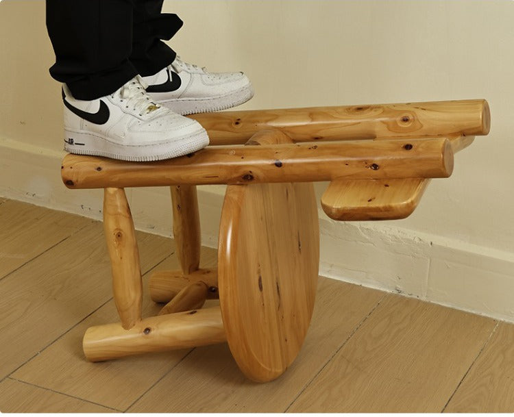 BAIYA SHUNAN Zoltar Rustic Cypress Wood Dining Stool from BAIYA SHUNAN