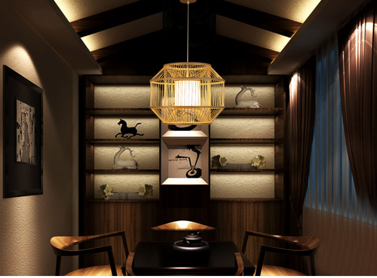 BOJI Haruki Elegant Wooden Bamboo Ceiling Lamp from BOJI