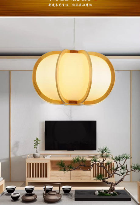 BOJI Kaori Elegant Wooden Japanese Ceiling Lamp - Outdoor Gazebo Light from BOJI