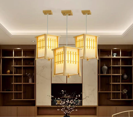 BOJI Kaori Elegant Wooden Japanese Ceiling Lamp - Outdoor Gazebo Light from BOJI