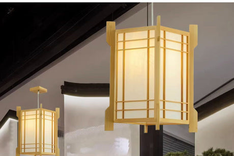 BOJI Kaori Elegant Wooden Japanese Ceiling Lamp - Outdoor Gazebo Light from BOJI