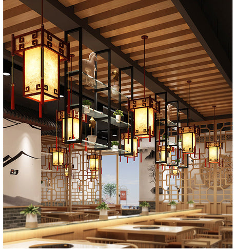 BOJI Kiyomizu Elegant Natural Wood Lantern - Antique Ceiling Lamp from BOJI