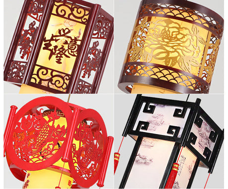 BOJI Kiyomizu Elegant Natural Wood Lantern - Antique Ceiling Lamp from BOJI