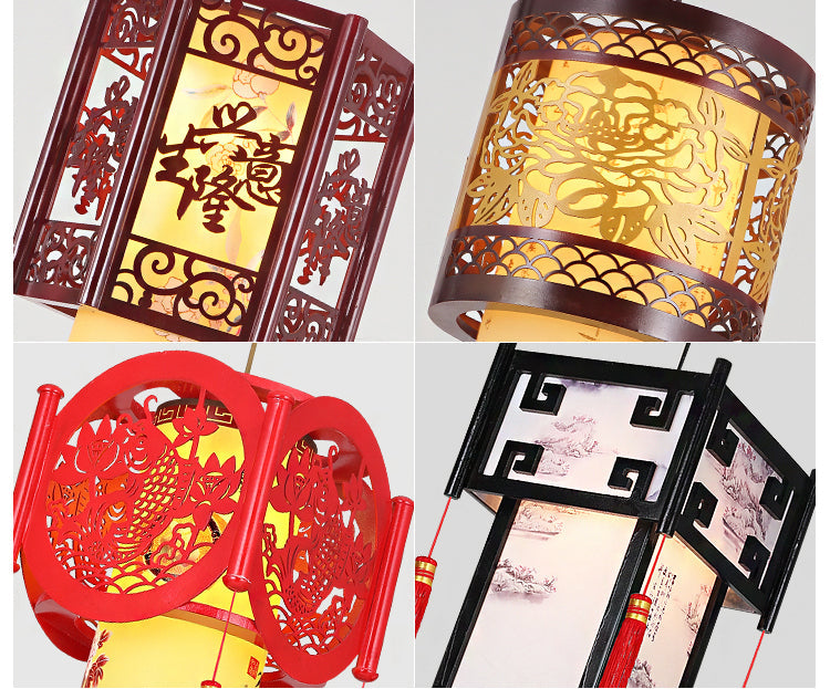 BOJI Kiyomizu Elegant Natural Wood Lantern - Antique Ceiling Lamp from BOJI