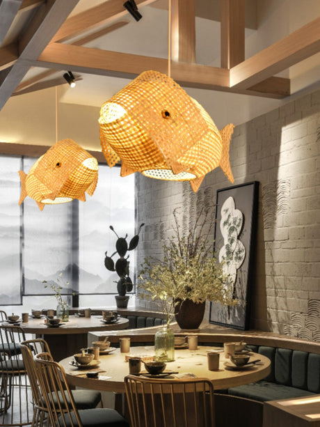 BOJI Lysandra Artistic Bamboo Grilled Fish Chandelier from BOJI