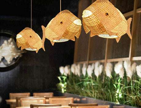 BOJI Lysandra Artistic Bamboo Grilled Fish Chandelier from BOJI