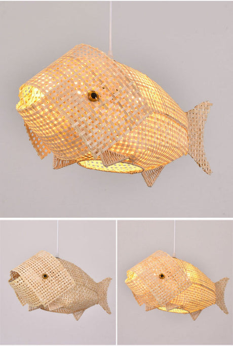 BOJI Lysandra Artistic Bamboo Grilled Fish Chandelier from BOJI