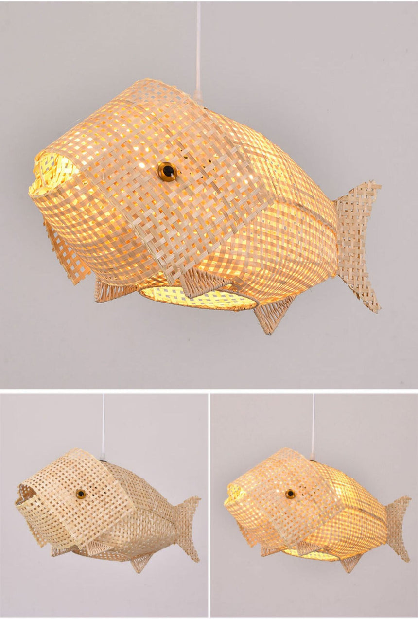 BOJI Lysandra Artistic Bamboo Grilled Fish Chandelier from BOJI