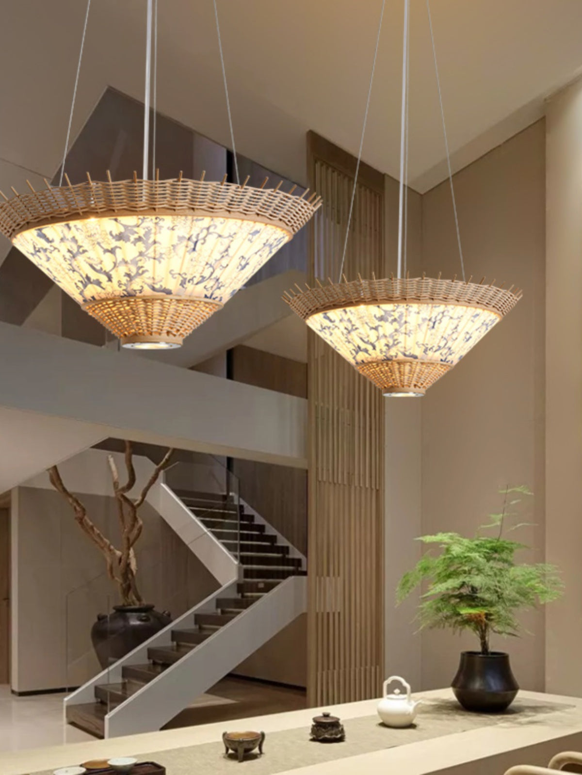 BOJI Yuzuki Elegant Woven Ceiling Lamp - Chinese Style Living Room Light. from BOJI