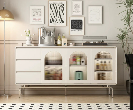 LINYUE Calla French Retro Stainless Steel Dining Sideboard from LINYUE