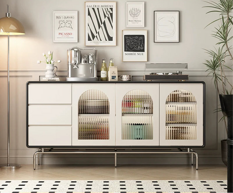 LINYUE Calla French Retro Stainless Steel Dining Sideboard from LINYUE