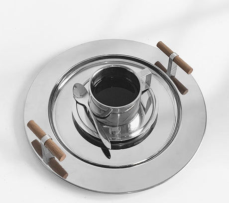 EPIUS Alaric Minimalist Stainless Steel Coffee Dinner Plate from EPIUS