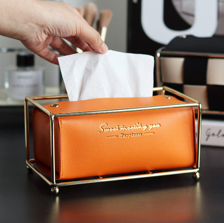 EPIUS Araceli Nordic Electroplating Checkerboard Tissue Box - Light Luxury Table Weaving from EPIUS