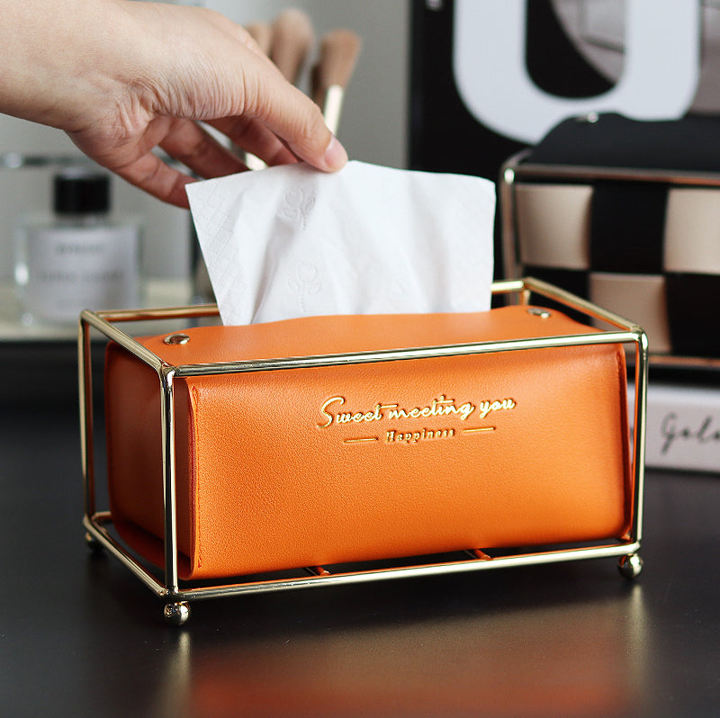 EPIUS Araceli Nordic Electroplating Checkerboard Tissue Box - Light Luxury Table Weaving from EPIUS