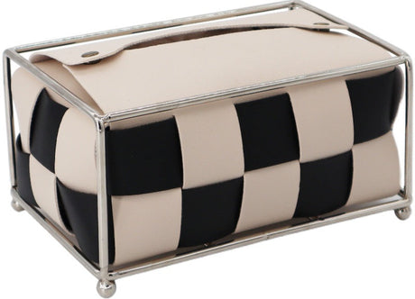 EPIUS Araceli Nordic Electroplating Checkerboard Tissue Box - Light Luxury Table Weaving from EPIUS