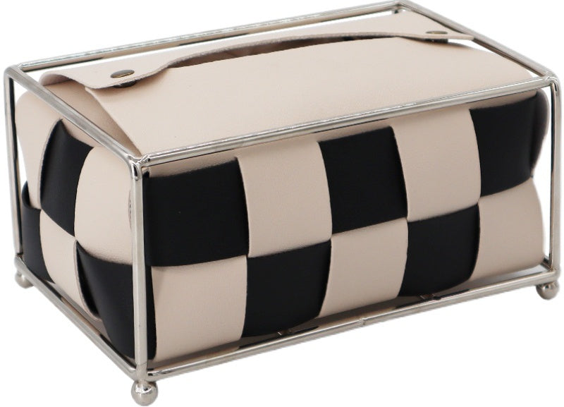 EPIUS Araceli Nordic Electroplating Checkerboard Tissue Box - Light Luxury Table Weaving from EPIUS