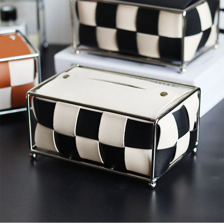 EPIUS Araceli Nordic Electroplating Checkerboard Tissue Box - Light Luxury Table Weaving from EPIUS