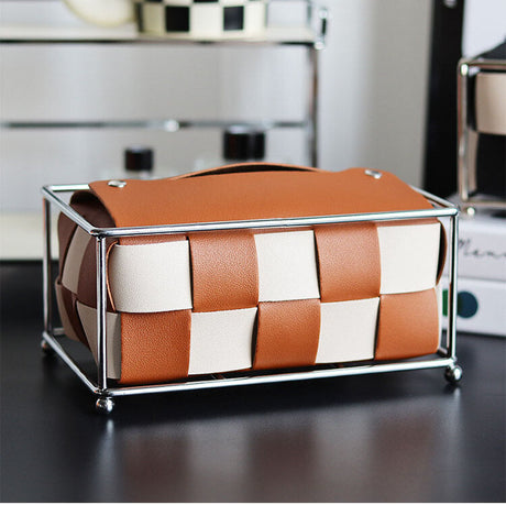 EPIUS Araceli Nordic Electroplating Checkerboard Tissue Box - Light Luxury Table Weaving from EPIUS