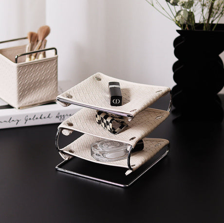 EPIUS Lysandra Multi-Layer Leather Iron Frame Desktop Storage Box from EPIUS