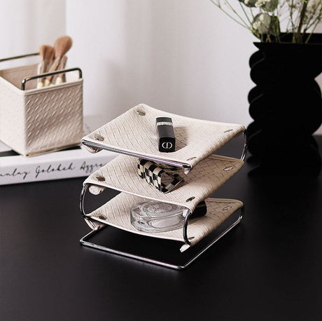 EPIUS Lysandra Multi-Layer Leather Iron Frame Desktop Storage Box from EPIUS