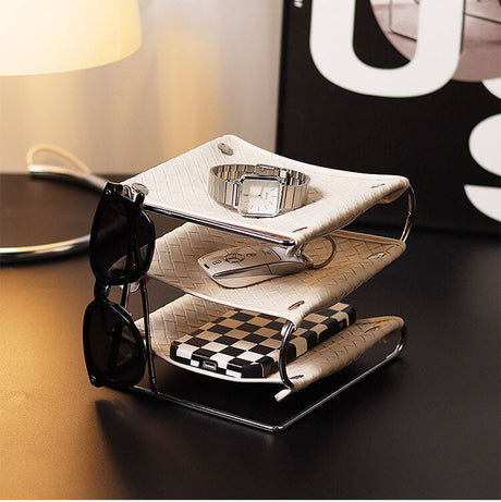 EPIUS Lysandra Multi-Layer Leather Iron Frame Desktop Storage Box from EPIUS