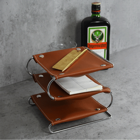 EPIUS Lysandra Multi-Layer Leather Iron Frame Desktop Storage Box from EPIUS