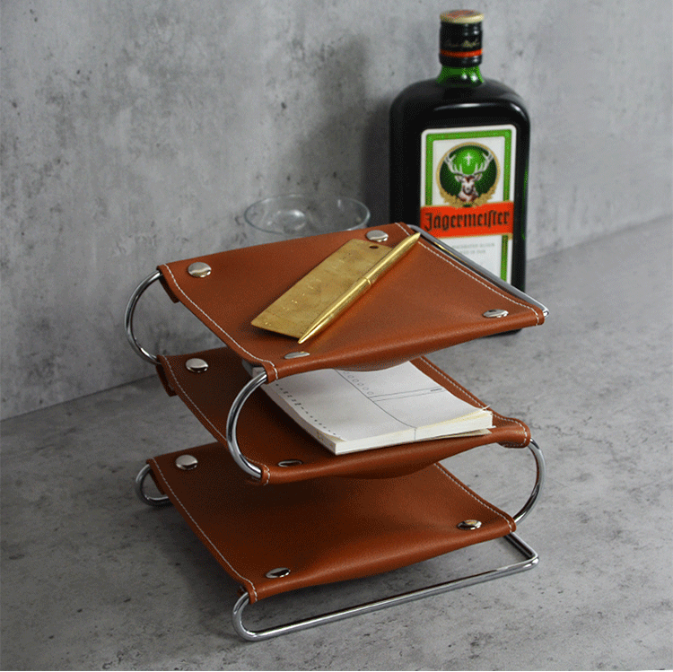 EPIUS Lysandra Multi-Layer Leather Iron Frame Desktop Storage Box from EPIUS