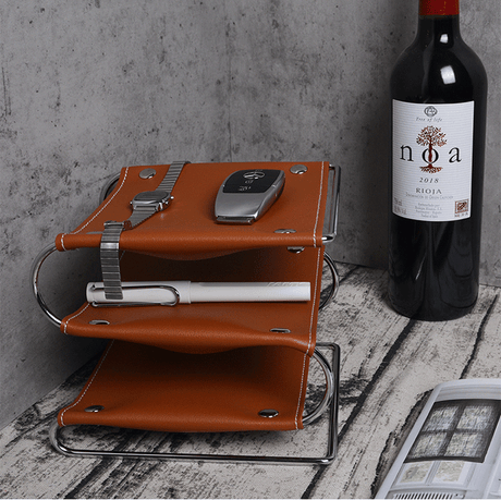 EPIUS Lysandra Multi-Layer Leather Iron Frame Desktop Storage Box from EPIUS