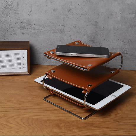 EPIUS Lysandra Multi-Layer Leather Iron Frame Desktop Storage Box from EPIUS