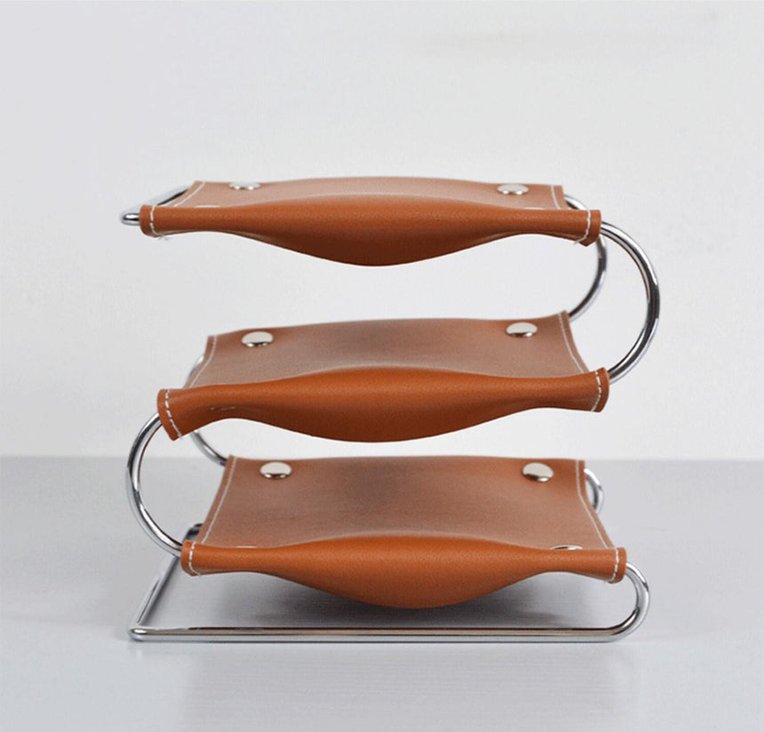 EPIUS Lysandra Multi-Layer Leather Iron Frame Desktop Storage Box from EPIUS