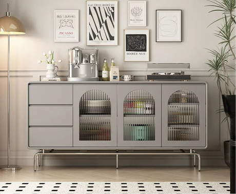 LINYUE Calla French Retro Stainless Steel Dining Sideboard from LINYUE