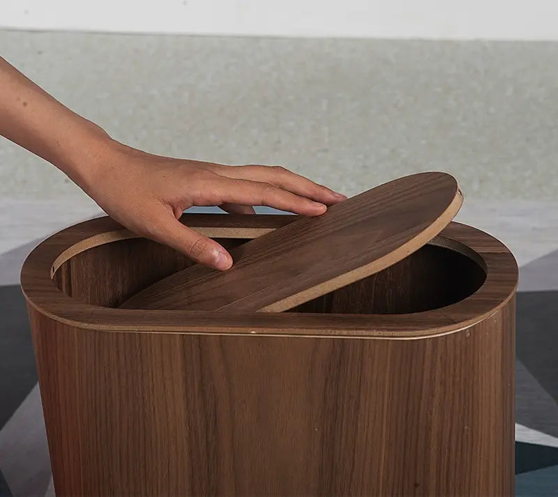FIRST CLASS CARPENTER Isolde Rustic Elegant Wood Trash Can from FIRST CLASS CARPENTER