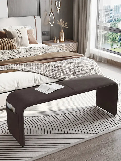 GANGETIC AGE Valdemar Sleek Luxury Saddle Leather Bedroom Bench from GANGETIC AGE