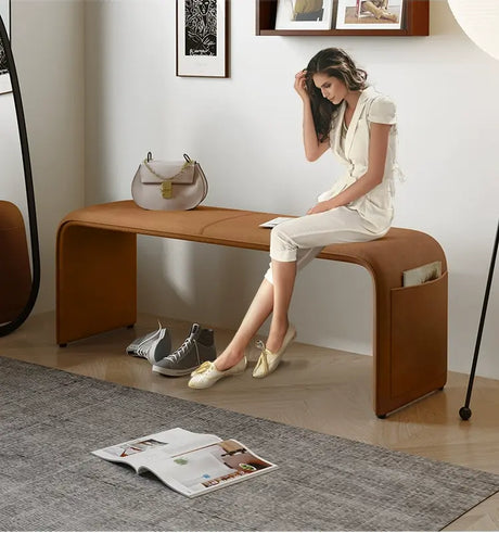 GANGETIC AGE Valdemar Sleek Luxury Saddle Leather Bedroom Bench from GANGETIC AGE
