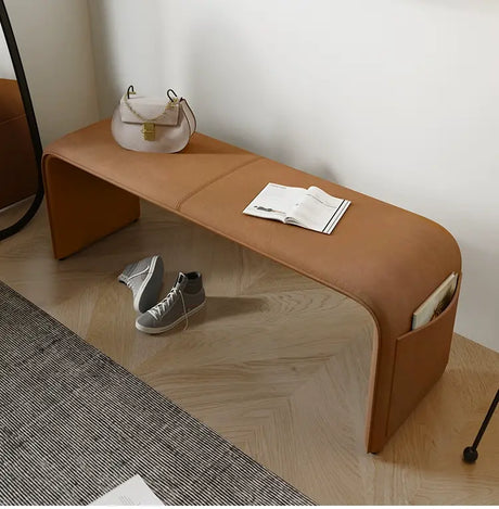 GANGETIC AGE Valdemar Sleek Luxury Saddle Leather Bedroom Bench from GANGETIC AGE