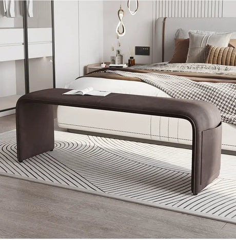 GANGETIC AGE Valdemar Sleek Luxury Saddle Leather Bedroom Bench from GANGETIC AGE